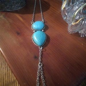 Silver & Turquoise Boho Chain Slave Bracelet